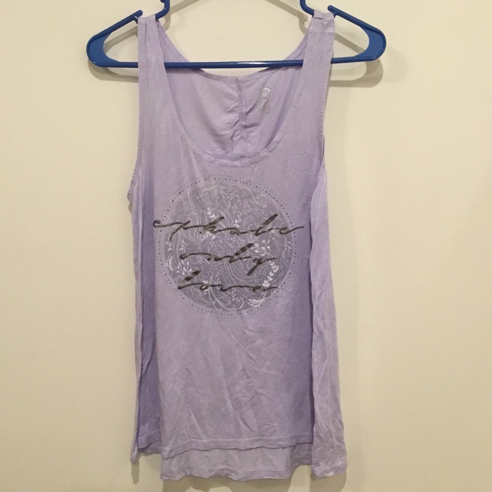 GAIAM “Exhale Only Love” Lavender Tank Top